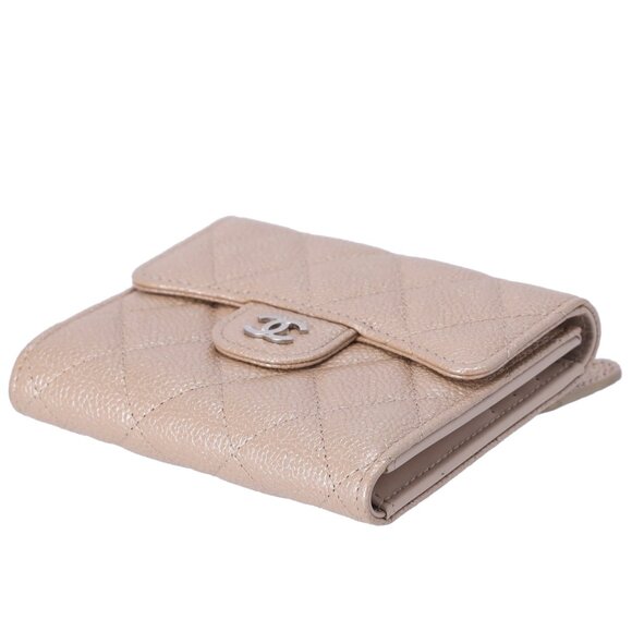 CHANEL Matelasse Trifold Wallet A82288 Iridescent Beige Caviar Leather - Picture 3 of 6